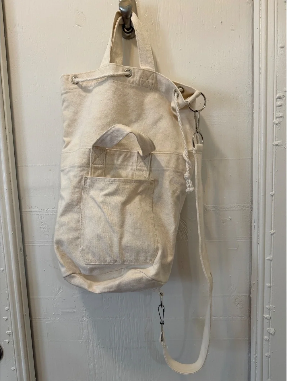 Vintage QE2 Canvas Duffle Bag Backpack